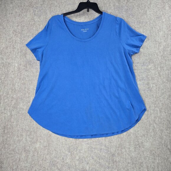 Ava & Viv Womens Plus Size 2X Blue Short Sleeve Top - Picture 1 of 5